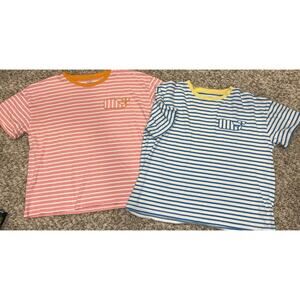 Girl’s Vineyard Vines Boxy Whale Patch Pink & Blue Striped T-Shirt Size 14 READ